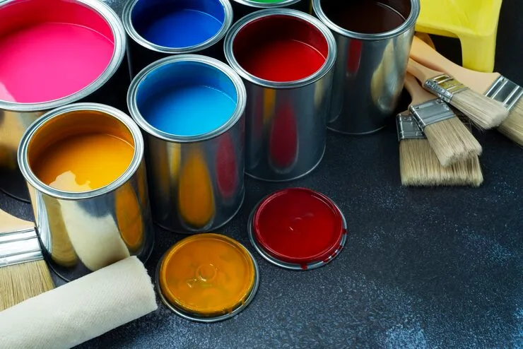 Colorful paint cans for coatings industry